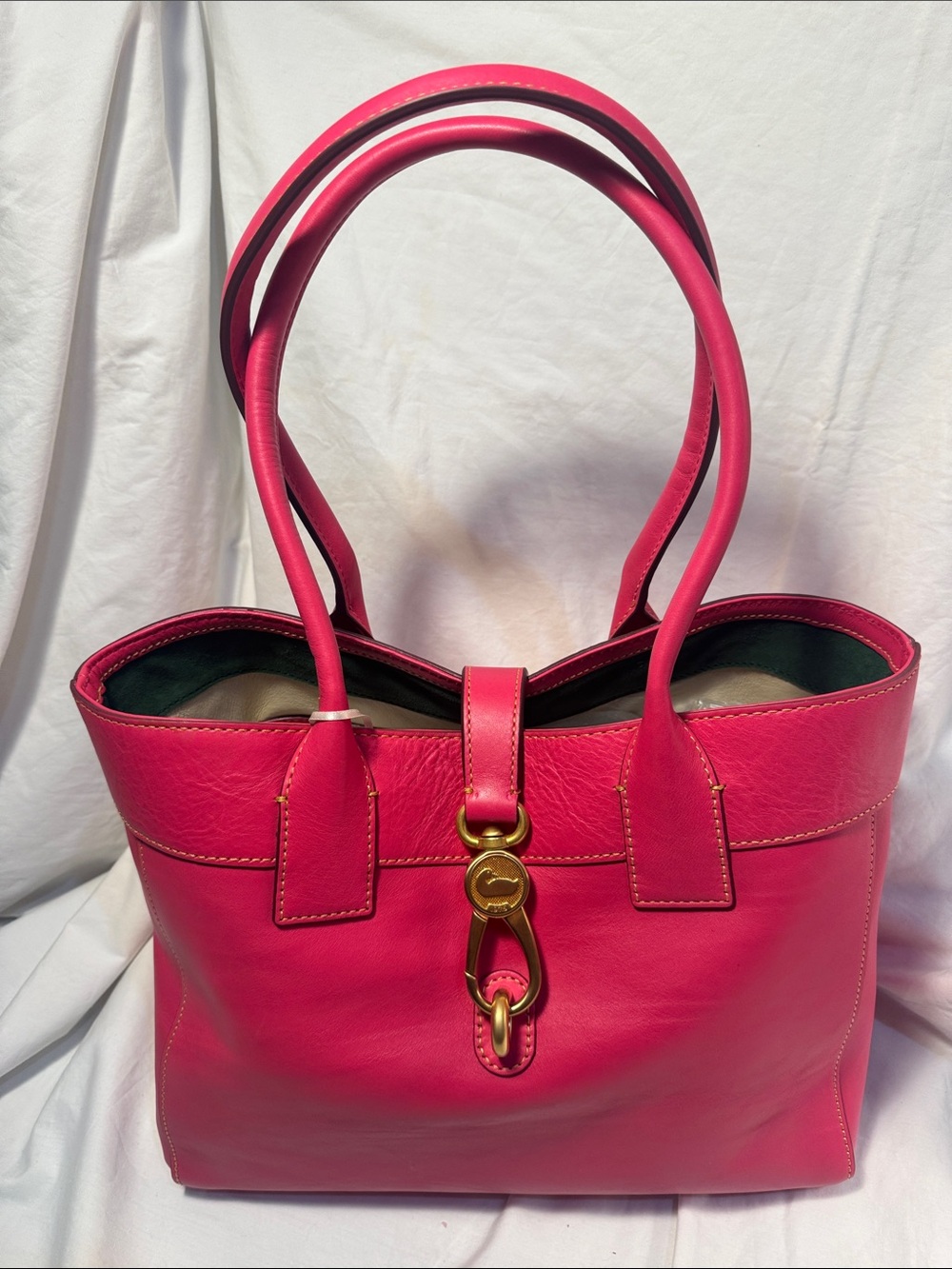 Dooney and Bork Pink Leather Tote Bag with Gold Hardware - Picture 13 of 13